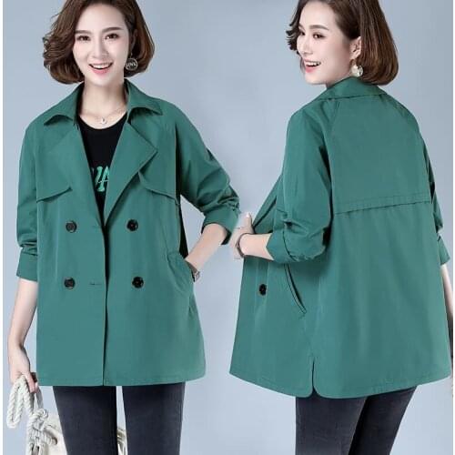 2021 New Autumn Women Jacket Causal Basic Coat Double breasted Windbreaker Female Streetwear Outwear Plus Size 5XL P1028