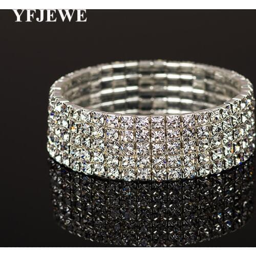 YFJEWE New fashion multi-layer pearl rhinestone spirally-wound spiral bracelet wide bracelet female Women Accessories B053