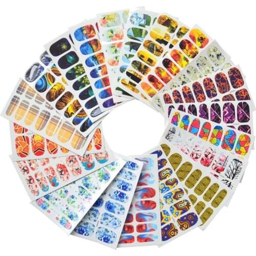 Wholesale Mixed 2021 Newest Designs Watercolor Floral Flower Sticker Nail Decal Set for Gel Manicure Decor Water Slider Foil Set