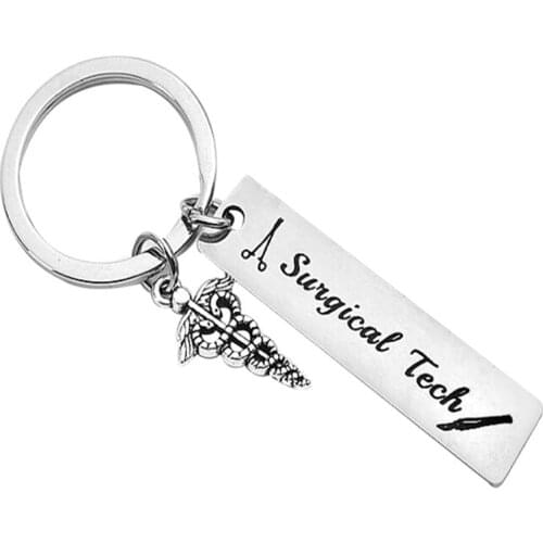 Surgical Technologist Gift Surgical Tech Keychain Caduceus Charm Surgery Tech Jewelry For Surgical Nurse Doctor Medical Student