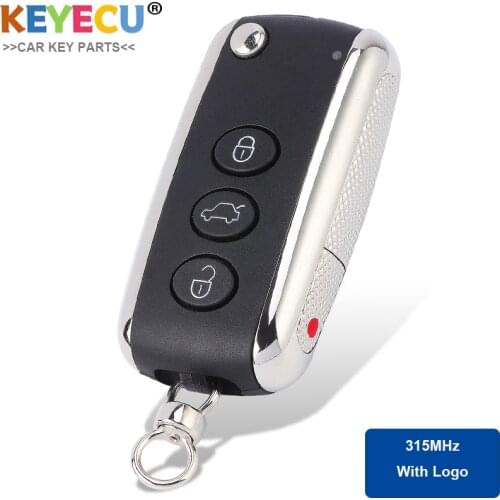 KEYECU Smart Flip Remote Control Car Key for Bentley Continental GT GTC Flying Spur, Fob 3+1 4 Button - ASK 315MHz - KR55WK45032