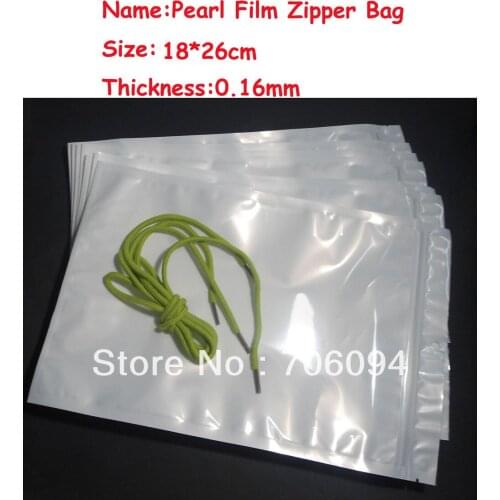 Size:18*26cm,200pcs/lot,Pearl White Zipper Plastic bag,Pearl film Plastic bag,Zipper Plastic Bag for Gift