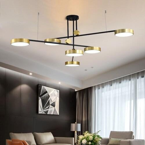 Nordic luxury Led ceiling hanging lamp modern 6 heads Bronze gold creative suspention lamp living room dining room pendant light