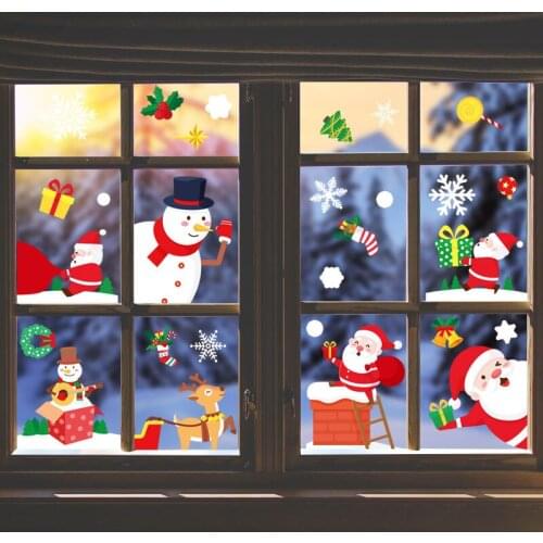 Christmas Decoration Glass Pvc Electrostatic Sticker Christmas Party Decoration Snowflake Window Sticker Christmas Hanging Ball
