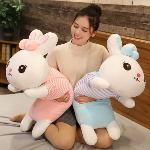 Kawaii Gaint Plush Rabbit Toy Stuffed Soft Long Bonny Rabbits Pillow Pink decorative animal pillows Kids Toy New Year Gifts
