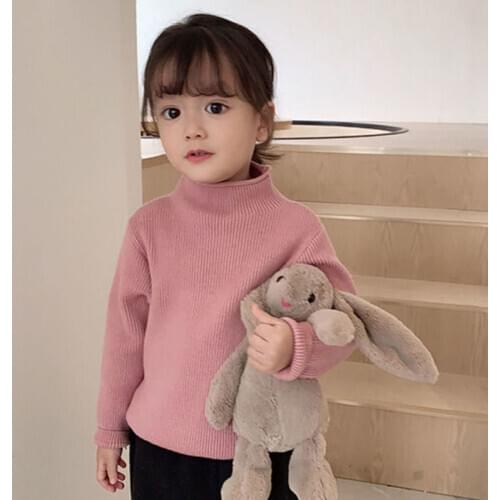 Girls Sweaters New Turtleneck Long Sleeve Childrens Clothing 0-9 Years Old Casual Baby Kids Bottom Sweater Solid Kids Clothes