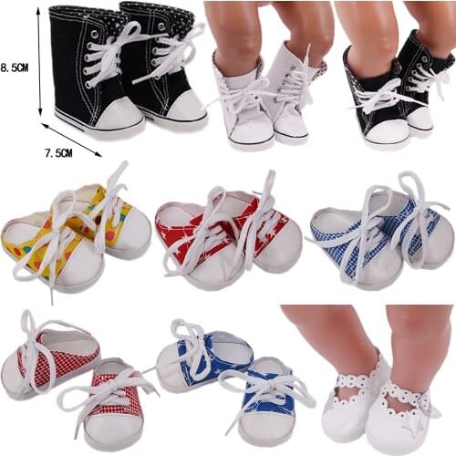 Doll Shoes High-tube Wave Dots/Low-cut Color Stripes For 18 Inch American Doll Girls 43 Cm Baby Reborn Accessories Girls Gift