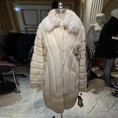 2020 fashion Pearl Lynx style fur coat imported mink fur coat womens fashion fur jacket with winter real fur coat 13197