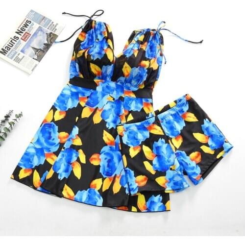 XL-5XL Plus Size One Piece Swimming Suit for Women with Shorts Push Up Swimsuit Female Swimwear Swimdress Skirt Bathing Suit