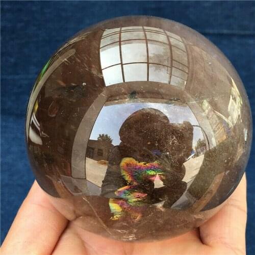 1.32lb top natural smoked black quartz ball crystal ball Reiki treatment