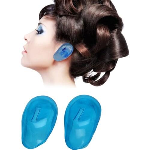 2Pcs Blue Clear Silicone Ear Cover Earmuffs Hair Dye Shield Protect Salon Color
