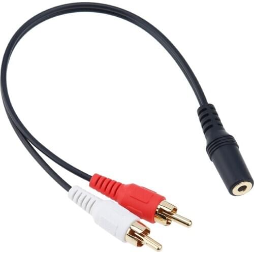50pcs/lot 3.5mm Stereo Audio Female Jack to 2 RCA Male Socket Headpahone Y Cable jack to two Male Coded Male RCA Connector