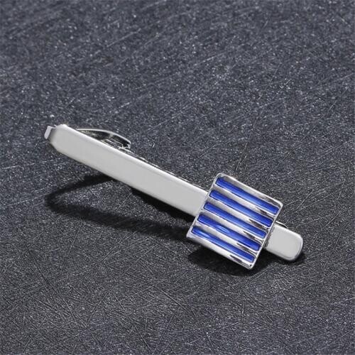 Brands High Quality Blue Enamel Square Tie Clips & Cufflinks For Men Women Shirt Tie Clips Wedding Gift Men Jewelry