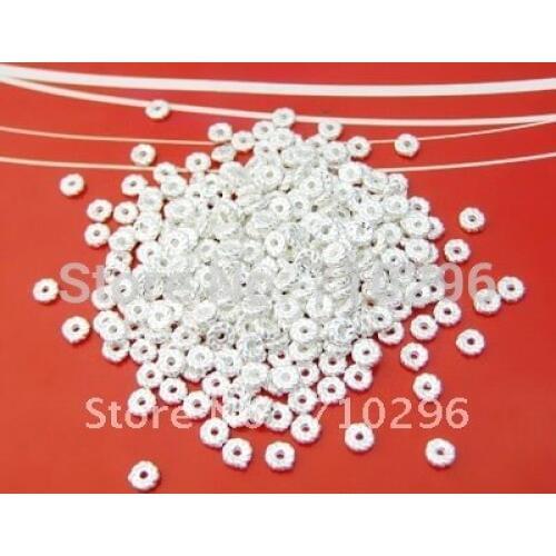 100pcs/lot 925 Solid Sterling Silver Spacer Bead Findings 4.2mm FIT DIY 925 silver jewelry
