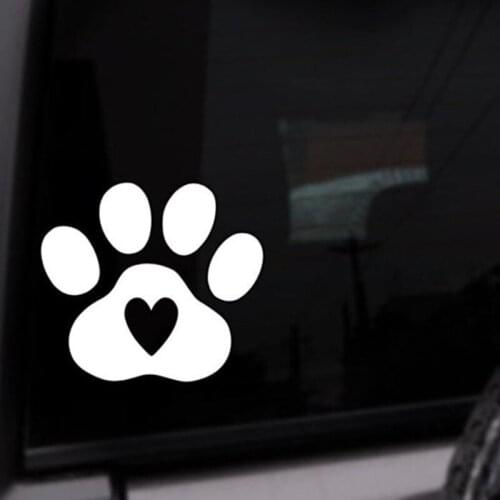 Black/Sliver Dog Paw Heart Car Sticker Puppy Small/Big Size Removable Waterproof Window Body Decal CL922
