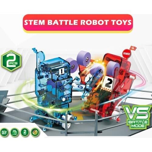 DIY STEM Toy Electric Boxing Robot Toy Abs Plastic Assembly Robot Children Physical Science Experiment Educational Toy Kids Gift
