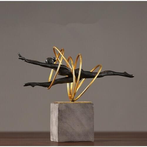 SALES RETRO BALLET GIRL FIGURINES OLD WROUGHT IRON GYMNASTICS SPORT ART SCULPTURE METAL HANDICRAFTS LIVING ROOM DECORATIONS R787