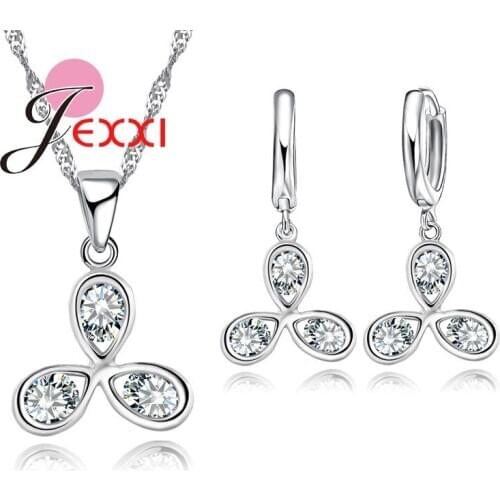 Hot Sale Fashion Brand Design 925 Sterling Silver Crystal Wedding Bridal Jewelry Set For Women High Quality