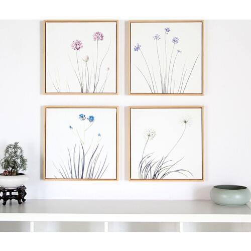 HAOCHU Pastoral Pure Pink Blue Purple Flower The orchid Square Canvas Painting modular Pictures Porch Wall Poster For Home Decor