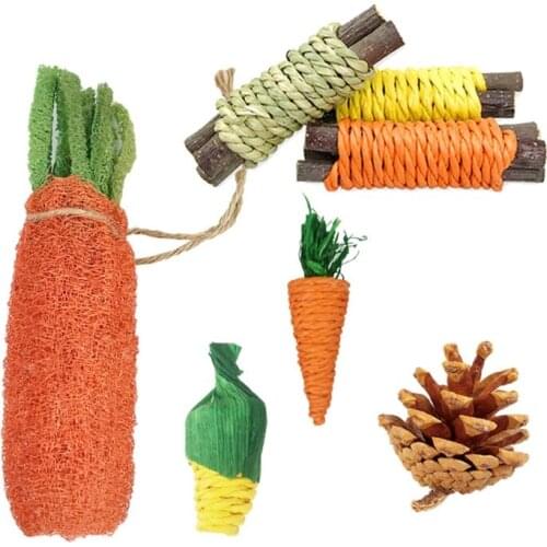 7 Pieces Of Different Shapes Of Rabbit Chew Toys To Clean Teeth Natural Processing Toys For Pets To Play