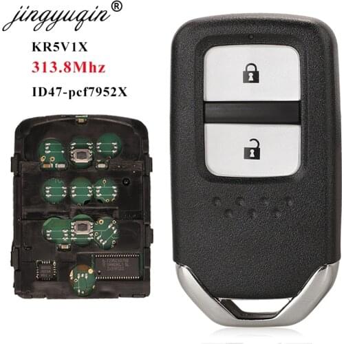 Jingyuqin Smart Remote Key Fob 2BTN 313.8MHz ID47 for Honda City Crider Jazz Shuttle FCC: KR5V1X 72147-T5A-J01 / 72147-T5C-J01