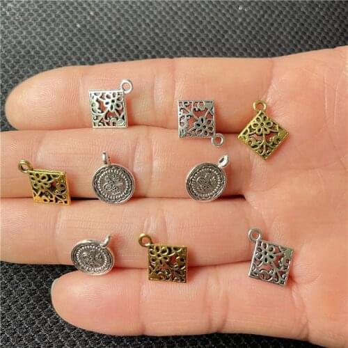 JunKang 30pcs Arabic religious square round text DIY handmade rosary bracelet small pendant wholesale jewelry accessories