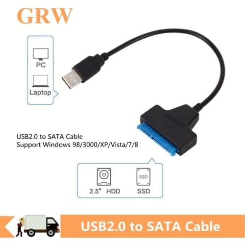 Grwibeou USB 2.0 to SATA 22pin Adapter Converter Cable for 2.5in HDD SSD Hard Drives Hard Disk Drives for Solid Disk Drive