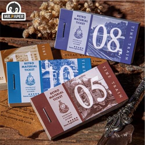 Mr.paper 8 Design Ins Style Time Train Series Material Book Creative Landscape Hand Account DIY Decoration Material Sticker