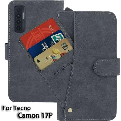 Leather Wallet Tecno Camon 17P Case 6.8" Flip Fashion Luxury Front Card Slots Cases Cover Business Magnetic Phone Bags