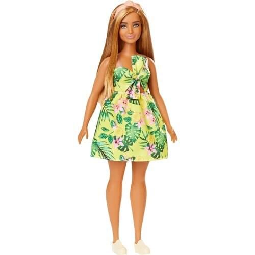 Barbie Fashionistas Doll and Accessories Tropical Green Dress-Bronze Skin Long Hair for Barbie Doll-Blonde Hair Barbie-model Dolls
