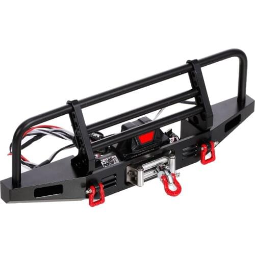 Metal Front Bumper with Winch 2 LED Light for 1/10 RC Car Crawler Traxxas Hsp Redcat Rc4wd Tamiya Axial Scx10 D90 HPI
