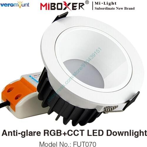 MiBoxer FUT070 6W Anti-glare RGB+CCT LED Downlight Dimmable Ceiling 110V 220V 60 Degree Angle 2.4G RF Remote WiFi Voice Control