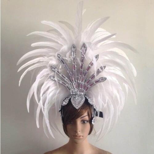 Fashion feather headband headdress party carnival hair accessories stage performance show feather headpiece