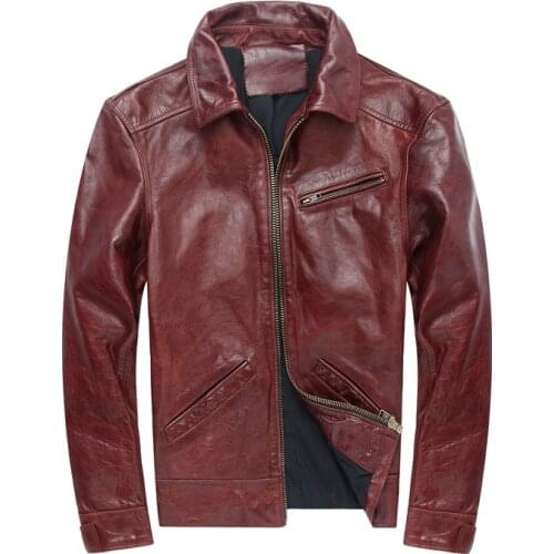 2021 Spring autumn Mens genuine leather coat hot fashion biker jackets D923