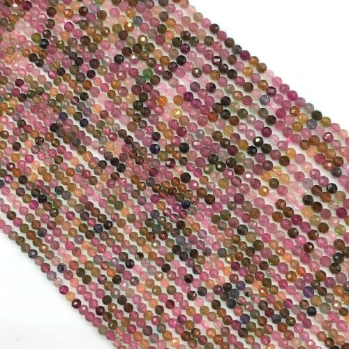 Natural 2-3MM Round Beads Faceted Colorful Loose Beads DIY 15