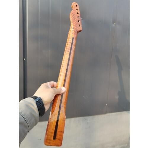 #25 New one 21 fret One Good Unfinished electric guitar neck flam tiger maple made and maple fingerboard