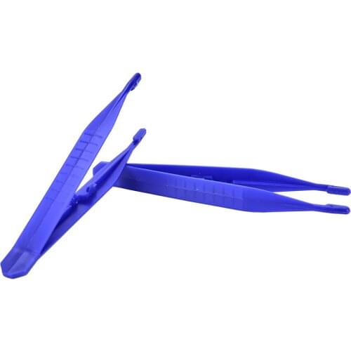 10Pcs/lot Disposable Blue Terile Tweezers Plastic Bending Surgical Tray For Tattoo Body Art Tattoo Medical Supplies