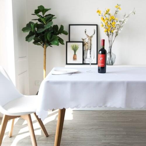 Wholesale Solid Color White 100% Polyester Tablecloth Dinner Room Table Cloth Rectangle Plain Red Table Cover Custom Size YRYIE