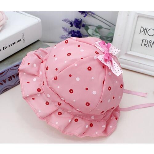 Newborn Baby Girls Kids Summer Princess Infant Dot Print Sun Cap Cotton Bucket Hat