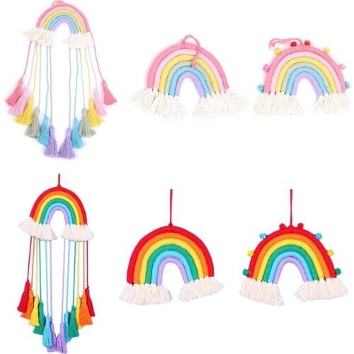 Nordic Hand-woven Macrame Rainbow Tapestry Wall Hanging Pendant Home Ornament