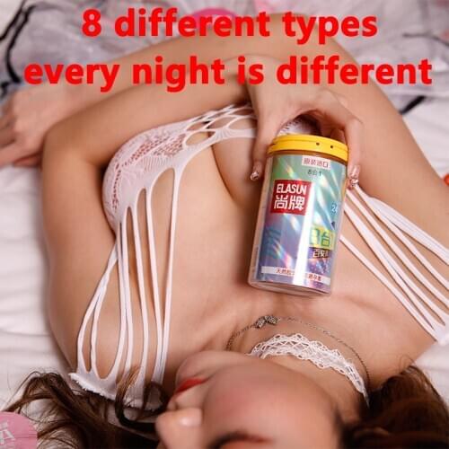 Condoms 8 Types 24 PCS Natural Latex Ultra thin Ice and Fire Dotted Double Lubricated Condom Sex Toys For Men Cock