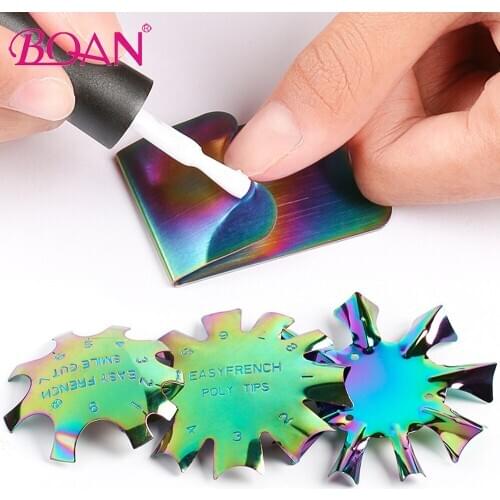 BQAN 1Pc Nail Art Cutter Edge Stencil Tool Manicure Art Nail Clipper Trimmer Template French Smile Line Tool Multicolor Nail Art