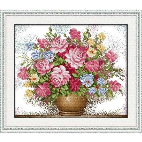 Pink rose romantic lover gift Cross Stitch Kits 14CT cross stitch kit chinese Hand embroidery needlework set decoration for home