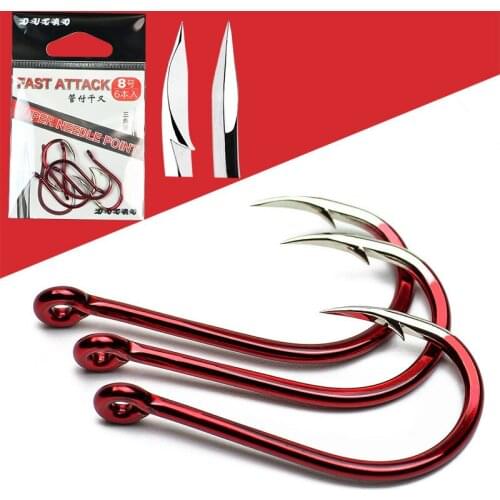 Fishing Barbed Hook Bend Mouth Triangular Fast Attack Super Needle Point Fishhook Black Seabream Bass Japan Hooks 4-8 Piece Pack