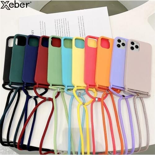Crossbody Lanyard Carry Hang Shoulder Strap Phone Case For iPhone 12 Mini 11 Pro Max XS XR X 8 7 Plus SE 2 Silicone Candy Cover