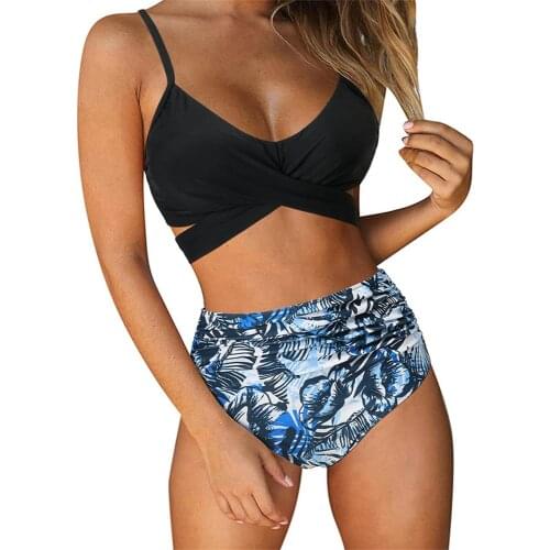 Sexy Women Bikini 2021 Womens Striped Printing Padded Push Up Tow Piece Bikini Sets Swimsuits Beachweart Womens Swimming Suit