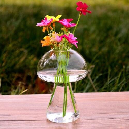 Glass Mushroom Vase Flower Holder Garden Deocr Ornaments Decor DIY 8x8x12cm Container Hot European Modern Style Bottle Home