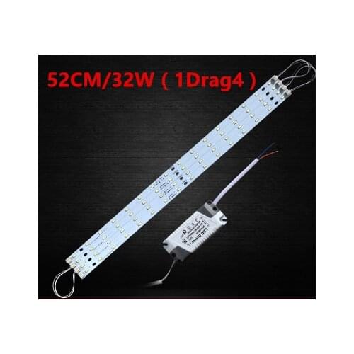Led Ceiling Lamp Reconstruction Rectangular Light Bulb Light Bar Lamp Beads Core Board Lights White Bright 52cm 32W 1 Drag 4