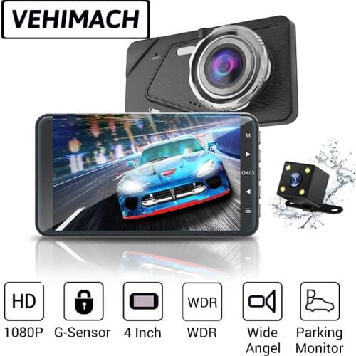 FHD 1080P Dash Cam 4 Inch LCD Video Recorder G-Sensor WDR DVR Dashcam Front and Rear Car Camera Auto Camcorder 24H Parking Mode