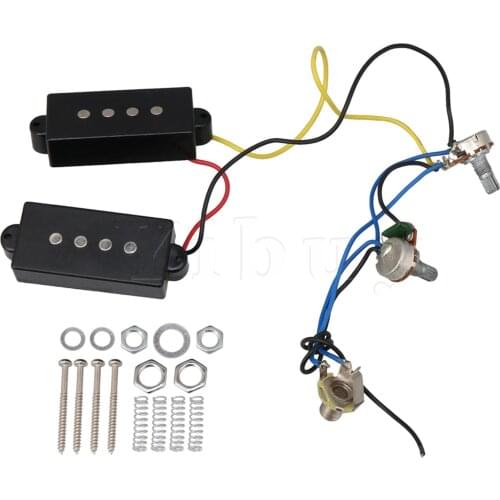 Yibuy Prewired PB Bass 4-string Electric Guitar Neck and Bridge Pickups Set